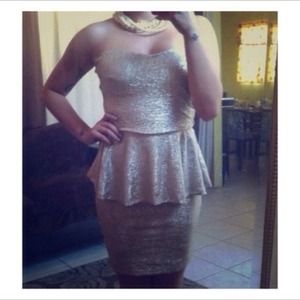 Gold peplum dress