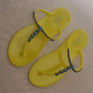 New LOFT yellow flip flops