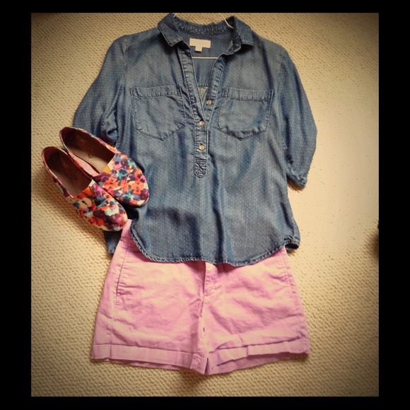 Anthropologie pin dot chambray shirt SZ Small