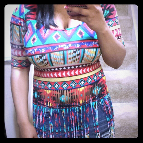 Aztec fringe top