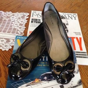 Black  patent flats by tahari flat shoes