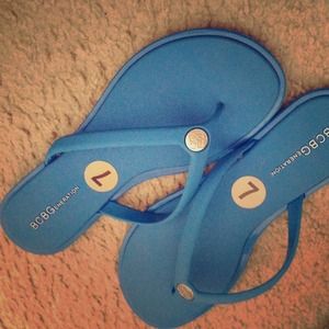 Blue flip flop sandals