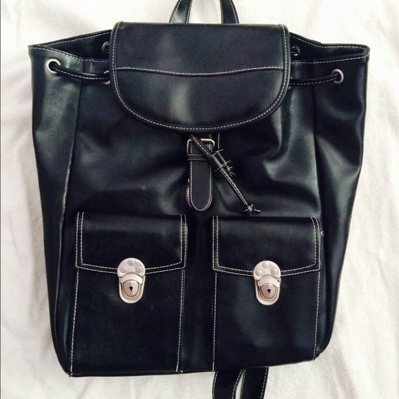 Black leather backpack