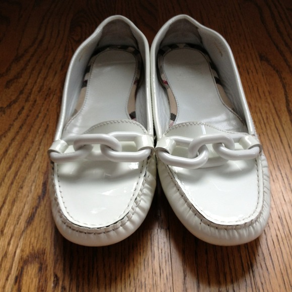 Authentic Burberry White Patent leather shoes