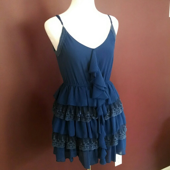 Purple dress with ruffled solid and lace skirt