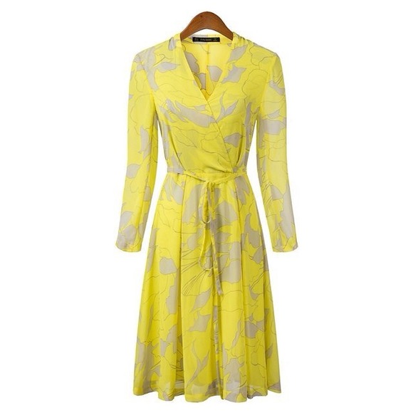 SOLD! Beautiful Yellow Wrap Dress