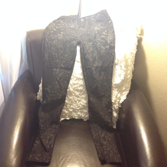 Black with gray floral detail pants