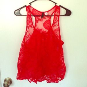 H&M Red Lacey Fashion Top