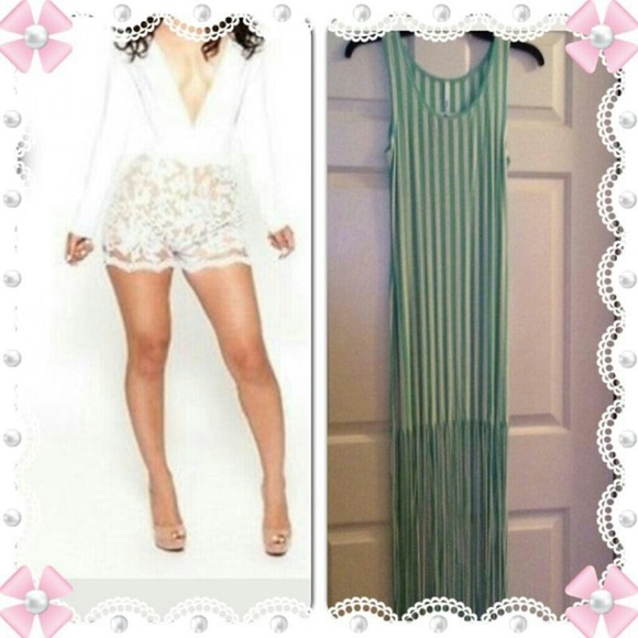 Striped fringe maxi/romper combo