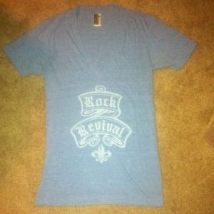 Blue rock revival v-neck