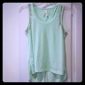 Mint green tank with gold studs