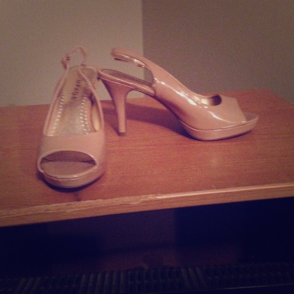 Size 9 sling-back nude peep toe shoes