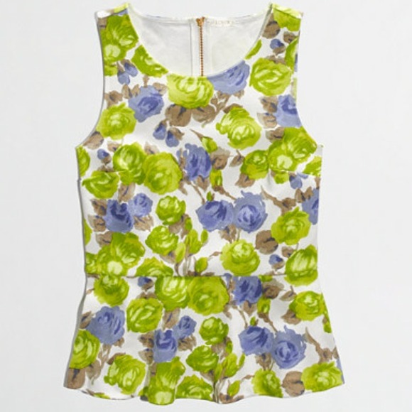 NWT J Crew Peplum Top in Spring Floral Small S