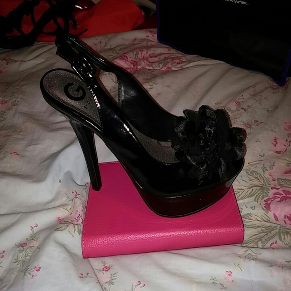 Black Peep toe pumps bundle with gold peep toe pum