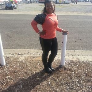 Leather sleeve sweater