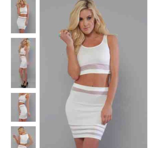 Mesh Stripe Skirt & Top Set
