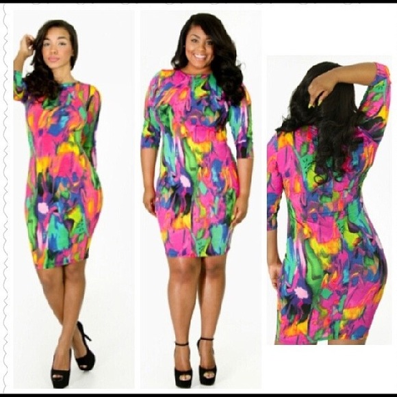 Paint strokes bodycon dress size L