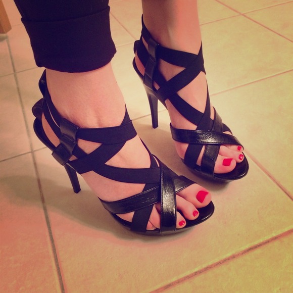 Strappy black heels