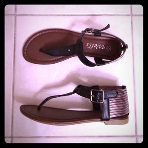 Black and silver gladiator sandals