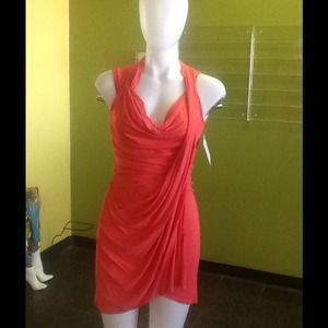 Coral drape dress