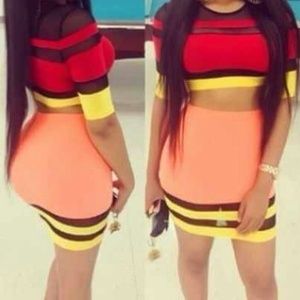 Two piece skirt and crop top