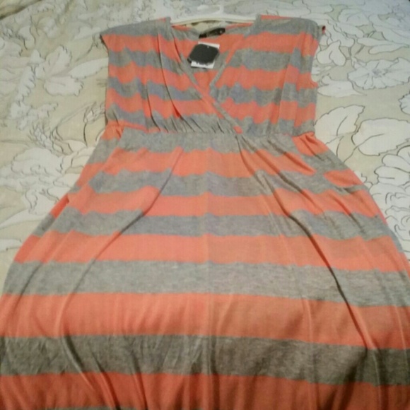 Peach and grey maxi dress