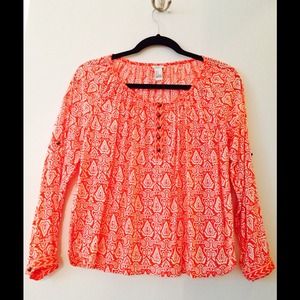 Summer Blouse in coral and white