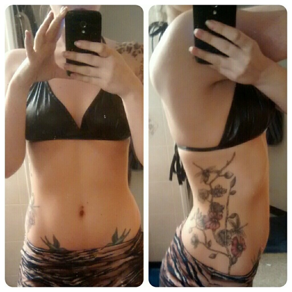 Super Low Fat Tops - Black Faux Leather Swimsuit like Top