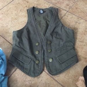 Olive green jean vest