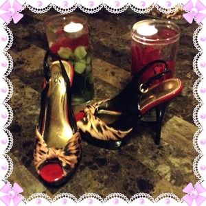 Leopard,Red,black heels