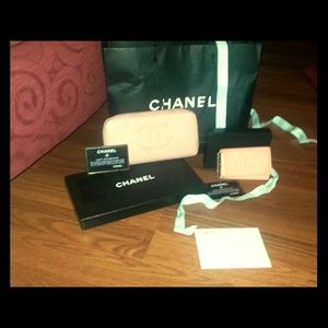 Chanel authentic wallet and keybholder set. Chanel authentic wallet and keybholder set.