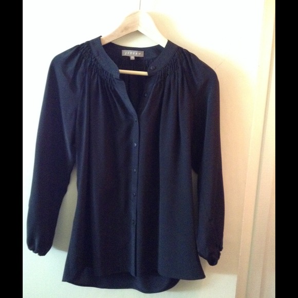 Jigsaw long-sleeve silk blouse, XS