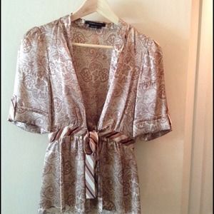 BCBG silk wrap blouse, short-sleeve