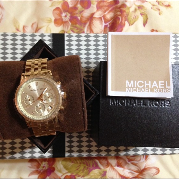 NEW! Authentic Michael Kors Chronograph Gold Watch