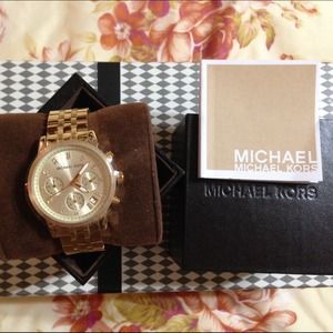 NEW! Authentic Michael Kors Chronograph Gold Watch