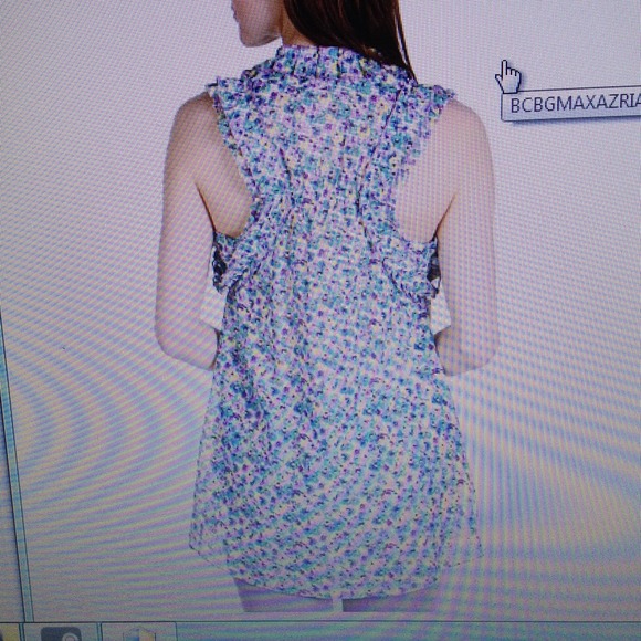 Silk Floral Ruffle Sleeveless Blouse byBCBGMAXARIA - Picture 4 of 4