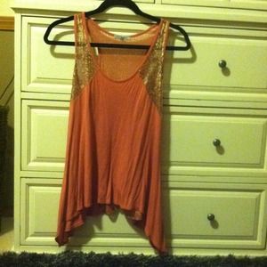 Size S Charlotte Russe rosepink/gold sequin Tank