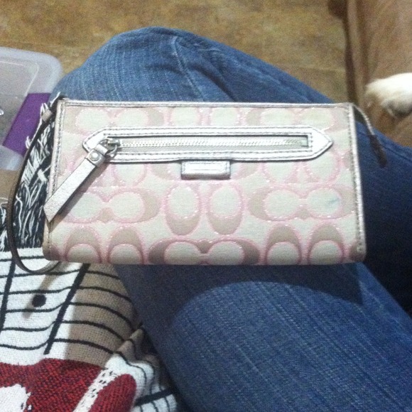 Coach pink and tan wallet/wristlet