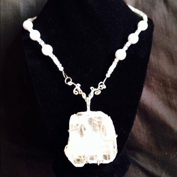 Blue lace & crystal necklace