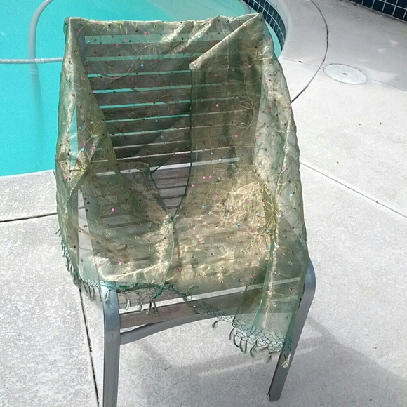 Gorgeous Sheer Green Sequined Wrap