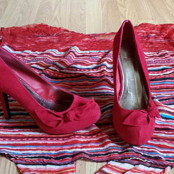 RED Suede heels