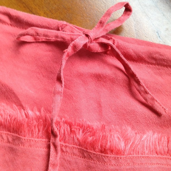 100% linen coral skirt w drawstring waist sz 10 - Picture 3 of 3