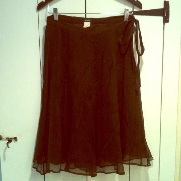 J Crew silk skirt, chocolate brown and black