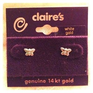 14 kt White Gold Butterfly stud earrings