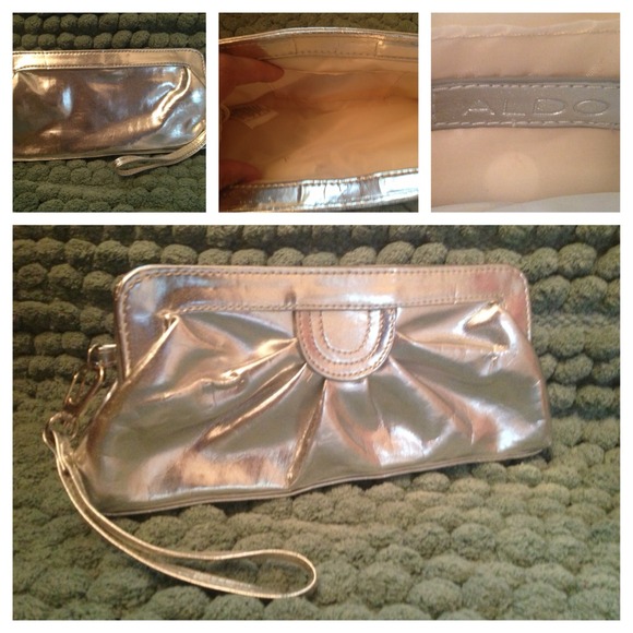 Shimmery silver ALDO clutch/wristlet.