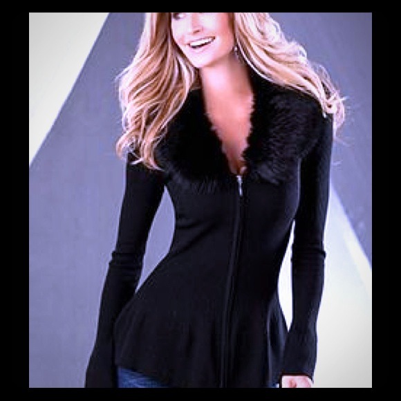 Faux fur peplum top
