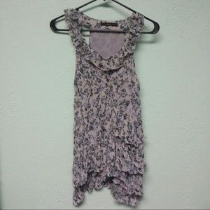 Grey floral tunic tank top