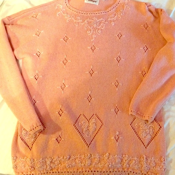 Pink vintage oversized sweater. Gorgeous beading!