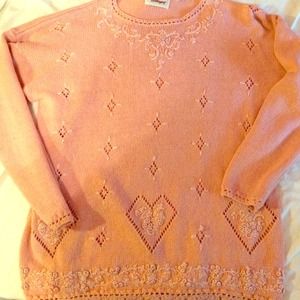 Pink vintage oversized sweater. Gorgeous beading!