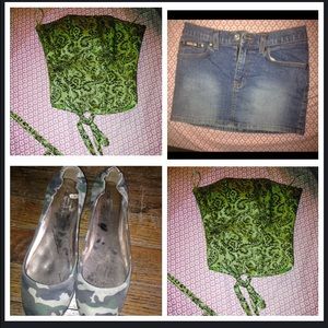 Sexy corset ,shoes ,and skirt bundle